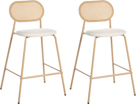 ADAVER - Barkruk set van 2 - Lichtbeige - IJzer