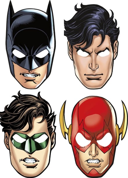 UNIQUE - 8 kartonnen Justice League maskers voor kinderen