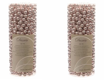 Decoris Kralenslinger - 3x stuks - lichtroze - 10 meter - kunststof - glans - kerstslinger