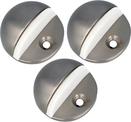 AMIG Deurstopper/deurbuffer - 3x - D45mm - inclusief schroeven - geborsteld nikkel
