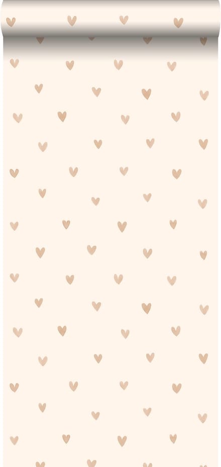 ESTAhome behang hartjes glanzend goud en beige - 53 cm x 10.05 m - 138865