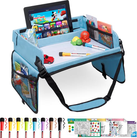 RX Goods Premium Reistafel met Tekentafel & Tablethouder– Opvouwbaar - Auto Organizer - Whiteboard - Blauw
