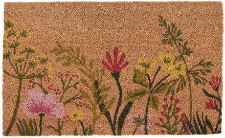 Clayre & Eef Deurmat 75x45 cm Bruin Kokos Bloemen