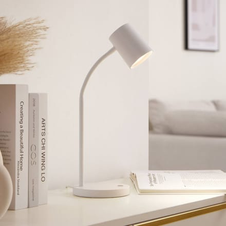 Lindby - bureaulamp - 1licht - ABS, siliconen, metaal - H: 40.5 cm - GU10 - wit