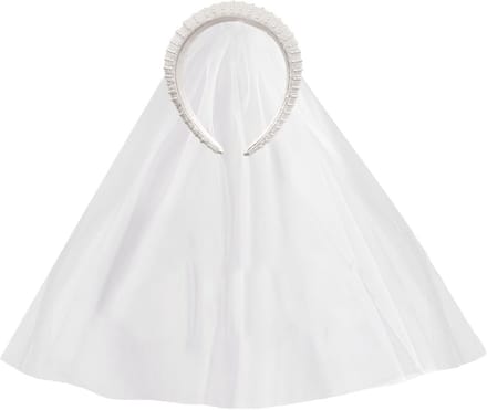 Bruidskroon met Sluier - Bruids Haarband - Bruiloft Accessoire - Afneembare Sluier - 19 x 18 cm - Wit
