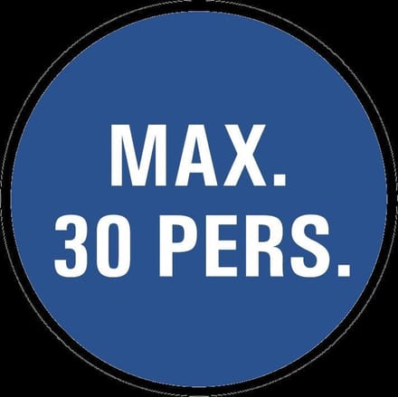 Maximaal 30 personen bord - kunststof 100 mm
