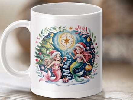 Mok Kerst Zeemeerminnen Mok, Feestdagen Kerstboom Design, Wintertijd Drinkware, Cadeau Idee