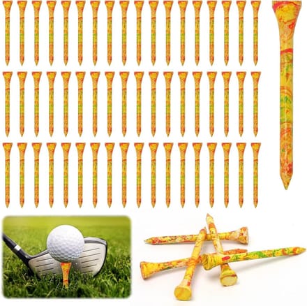 60 Stuks Biodegradable Bamboo Golf Tees 70mm - Duurzame Golfaccessoires met Lage Wrijving en Curved Top