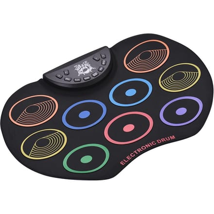 Draagbare formaat oprolbare drumset Elektronische drumkit 9 siliconen drumpads USB/batterijvoeding met veelkleurig