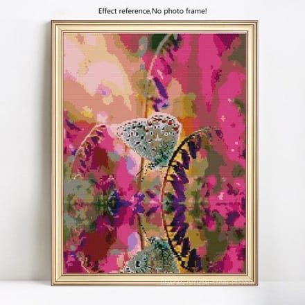 Peinture Diamant Affichage Complet Papillon Et Fleur Broderie Diamant Ronde Complète Point de Croix 20X30CM pink