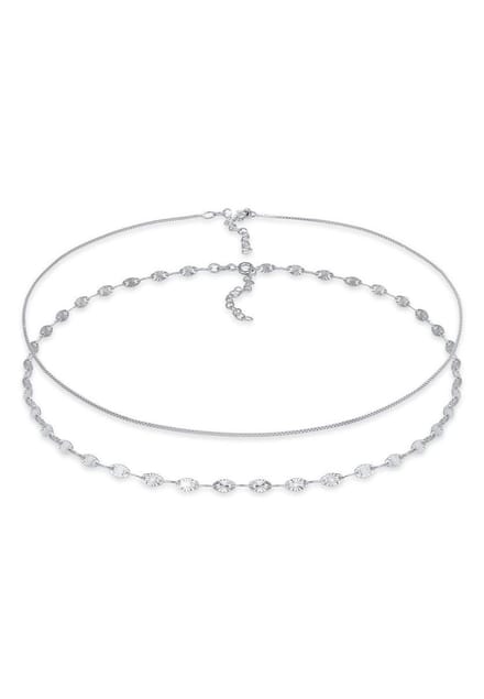 Elli Dames Halsketting Dames Choker Set Venetiaanse Ketting Platelet Basic Verstelbaar in 925 Sterling Zilver