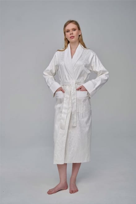 Luxe Dames Silk Badjas Audrey / wit / S