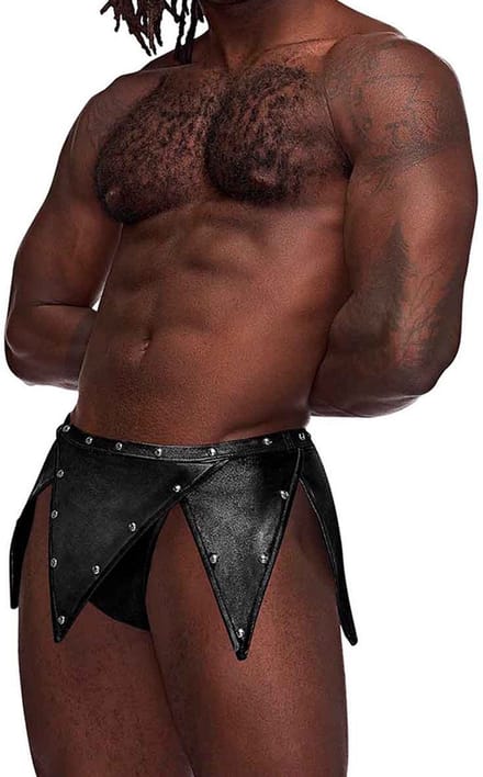 Male Power Eros - Gladiator Kiltontwerp met een Vastgehechte String black L/XL