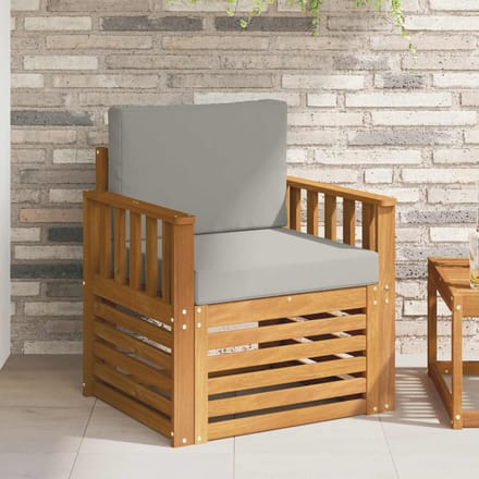 vidaXL - Buiten - bank - set - Massief - Acacia - Hout - en - Polyester