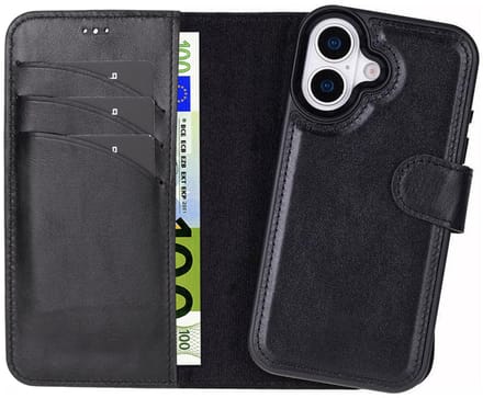 Pulledro geschikt voor iPhone 17 Uitneembare Lederen BookCase - MagSafe - RFID - Rustic Black