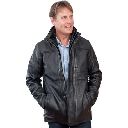 Warm halflang leren bikerjack