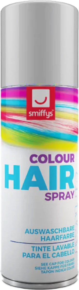 Smiffys carnaval haarverf - wit - spuitbus - 125 ml - haarspray