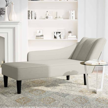 vidaXL - Chaise - longue - met - rechterarmleuning - fluweel - crèmekleurig