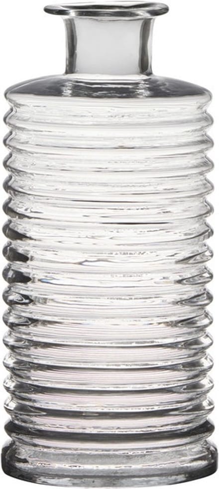 Hakbijl Glass Vaas - transparant - geribbeld - 14.5 cm diameter - 31 cm hoog - bloemenvaas