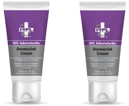 HFL - dermazink cream - voetverzorging - ondersteunt het herstellend vermogen van de huid - duopack - 2x30 ml