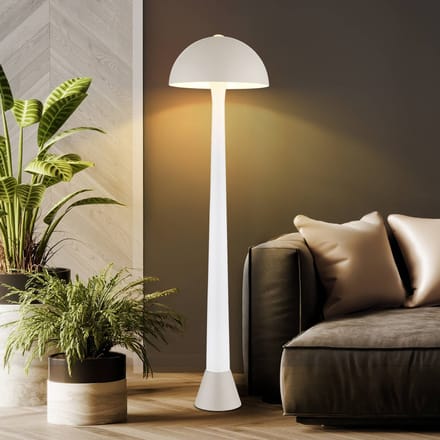 Globo Vloerlamp Merlin, zandkleur/wit, metaal, 150 cm hoog, E27