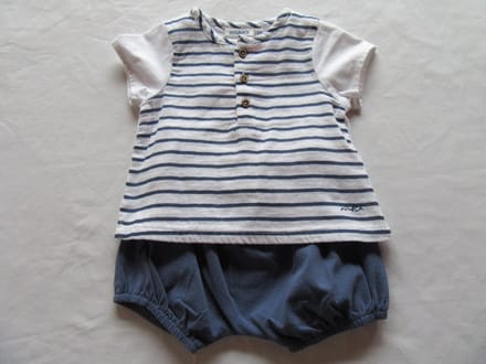 noukie's , kleding setje, meisje , wit/ marine , 3 maand  62