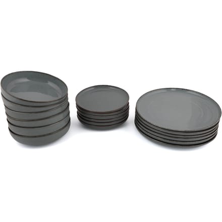 Vente-unique Servies van porselein 18 stuks - Blauw - SANCHA