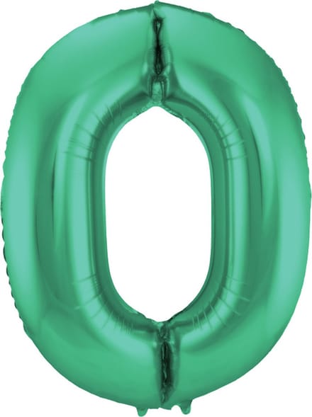 Folat - Folieballon Cijfer 0 Groen Metallic Mat - 86 cm