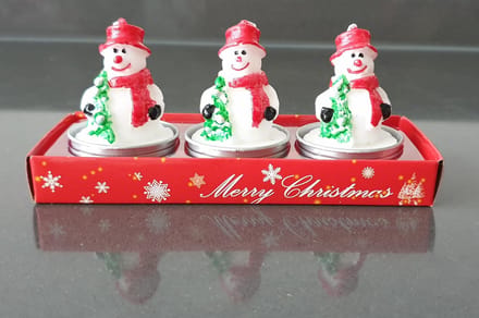 Kerst Kaars - Sneeuwpop - 3 Stuks