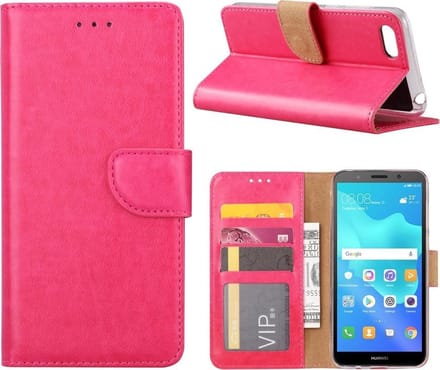 Bookcase Geschikt voor: Honor 7S - Roze - portemonnee hoesje