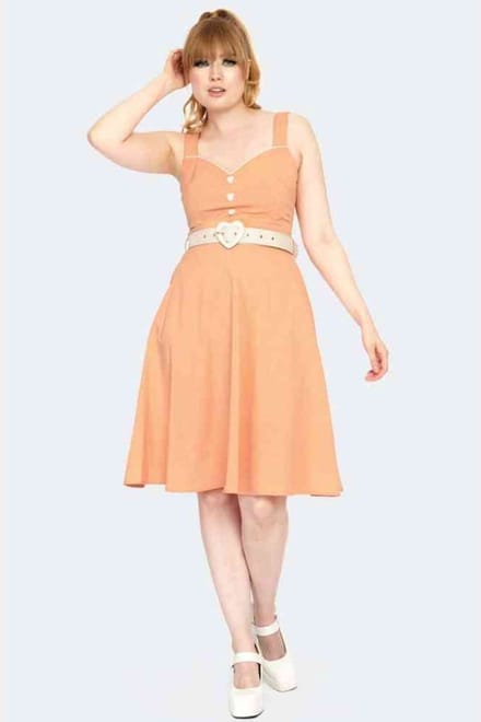Voodoo Vixen - Heart Button Flare jurk - L - Roze