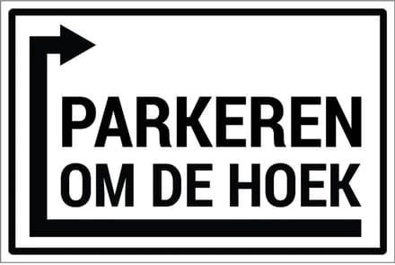 Parkeren links om de hoek sticker | 18 x 12 cm