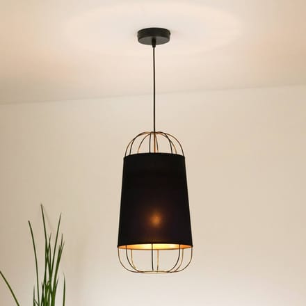Duolla Hanglamp Lantern small, textiel, metaal, zwart