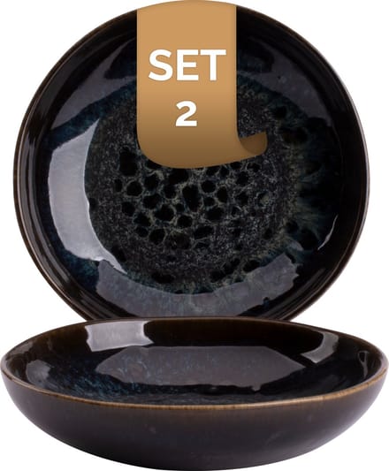 Palmer - Schaal - Kom - Eccentric - 40 cl - 16 cm - Blauw - Stoneware - Schalenset - 2 stuks