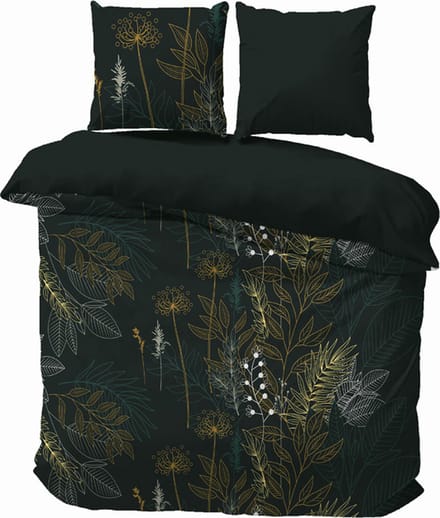 iSleep Dekbedovertrek Nel - Litsjumeaux - 240x200/220 cm - Donker Groen