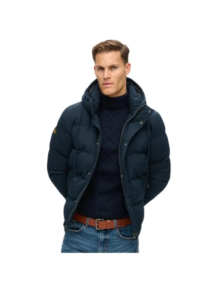 Superdry - Everest Korte Gewatteerde Jas Met Capuchon - Heren - Gewatteerde jassen