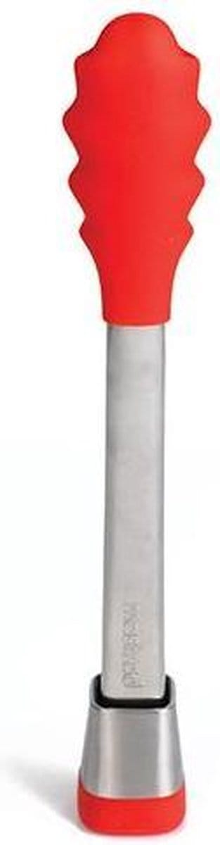 Mastrad Keukentang - Rvs - Siliconen bekje - In houder - 28 cm - Rood