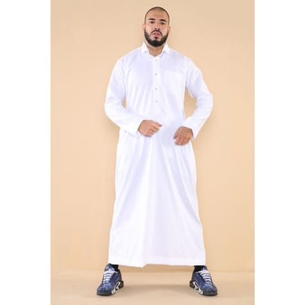 Mens witte Thobe Jubba Saudi Ramadan Eid islamitische Kaftan Kaudara Arabische Jubbah