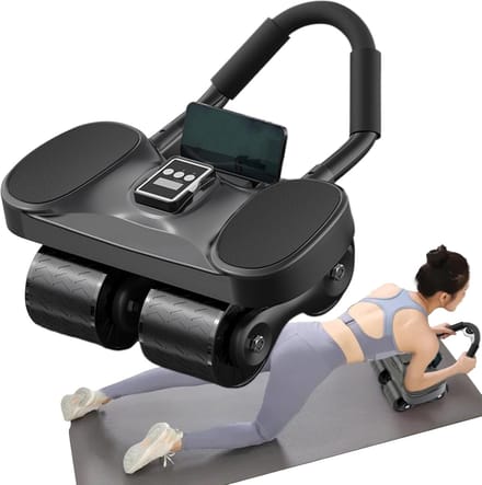 Buikspierwiel Trainer - Core Trainer - Krachtige Core Training - Met Ingebouwde Teller - 35cm Breed - Zwart