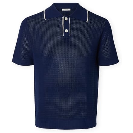 Polo Shirt Korte Mouw Selected Jesse Knit - Ocean Cavern/Birch