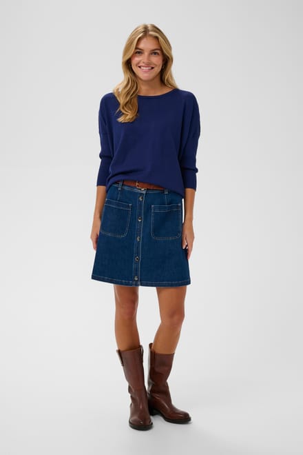 Saint Tropez A2561, MilaSZ R-Neck Pullover Dames Trui - Navy Peony