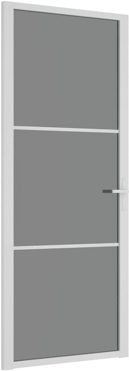 Binnendeur met Glas - Paneeldeur Aluminium - Moderne Woning - Veiligheidsglas - 83x2015 cm - Wit Transparant