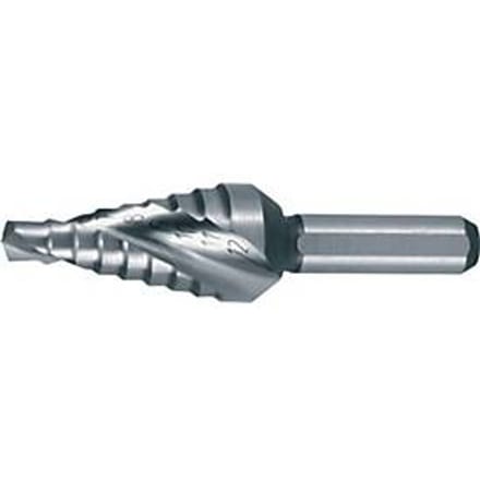RUKO trappenboor HSS, Ø 4-12 mm, spiraalgroef, L 48 mm, 2 snijkanten, kruisaansnijding, schakelkastuitvoering