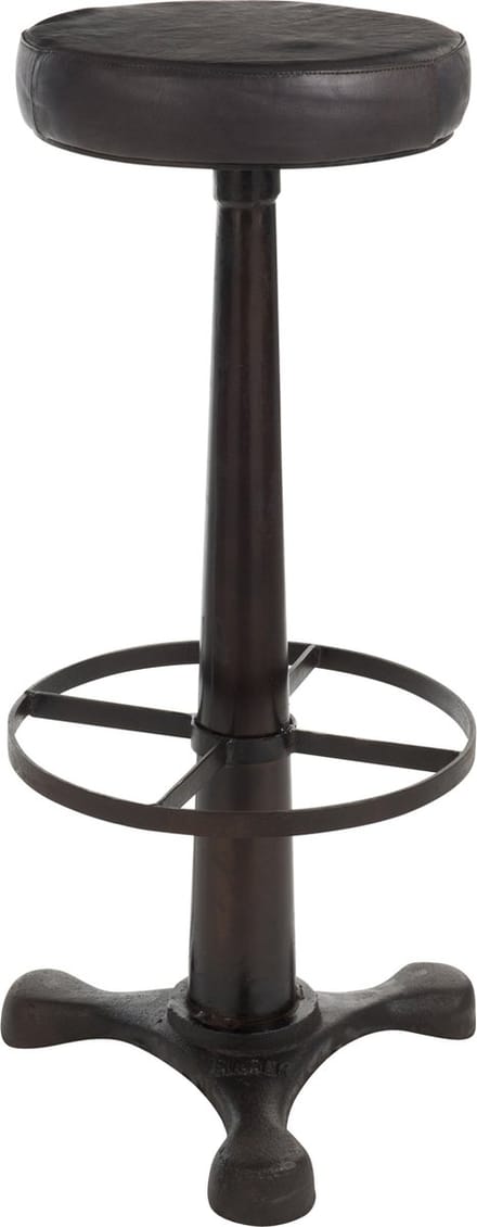 J-Line barstoel - leer/metaal - zwart