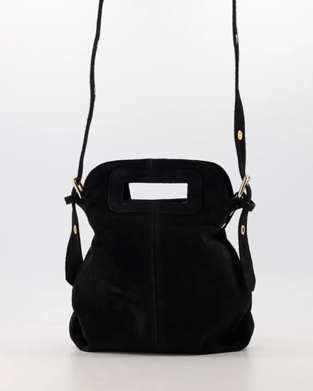 Tas-zwart- suède-hand/schoudertas -trendy -middel grote tas
