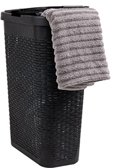 Slanke Wasmand met Handgrepen en Scharnierend Deksel - 40 Liter Geventileerd