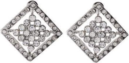 Behave - Oorsteker met Steentjes - Zilverkleur - Ruit Design