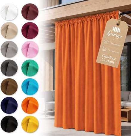 Lantigo Buitengordijn Oranje 155x180 cm waterdicht | Tuingordijn privacy pergola overkapping ringen embrasse
