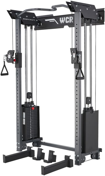 BodyCraft WCR Cable Pulley Wandmontage – verstelbare kabels, gewichtsblokken en optrekstang