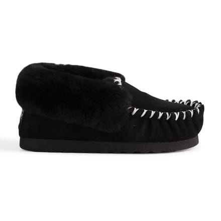 Aus Wooli "Waterloo" Australia Hand Stitched Womens Sheepskin Moccasin, Zwart